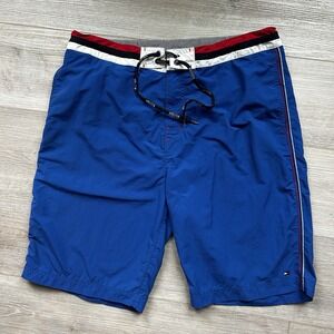 Tommy Hilfiger Swim Shorts Royal Blue‎ USA Men's Swimwear Trunks Drawstring Lrg